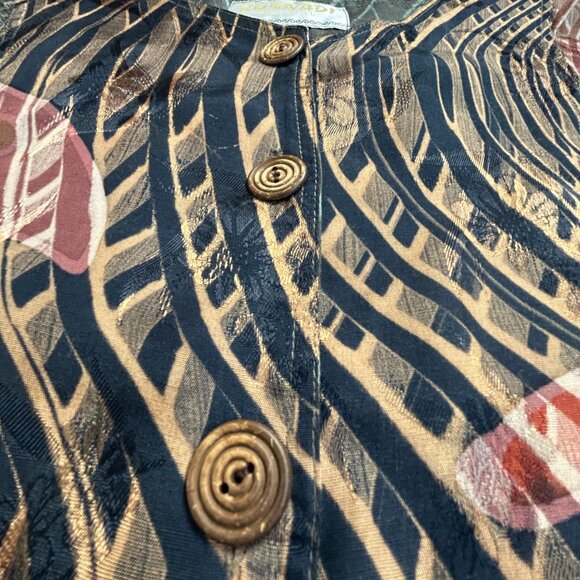 Kusnadi New York Womens Abstract Print Handmade Rayon Top Button Front Art Wear - Picture 6 of 7